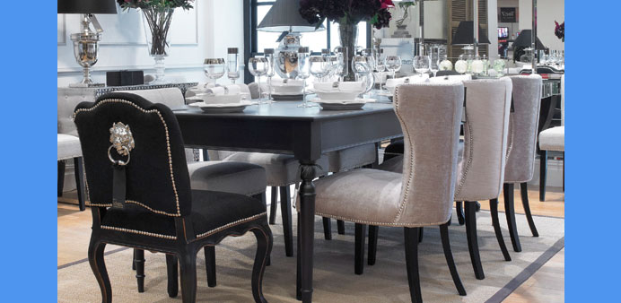  A dining table and chairs from Black Orchid Interiors.