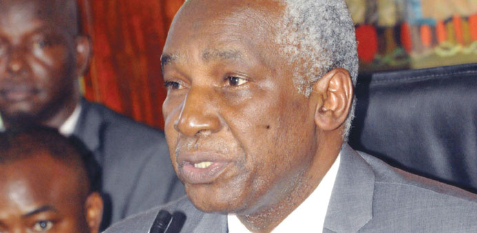 Guineau2019s electoral commission chief Bakary Fofana announces the final results from the first round of Guineau2019s presidential election in Conakry late o