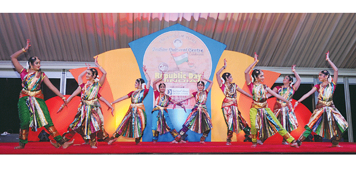 ICC students performing a worship fusion dance at the Republic Day event.