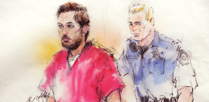 Colorado shooting suspect James Holmes is pictured in a courtroom sketch as he is led into court for a preliminary hearing in Centennial, Colorado.