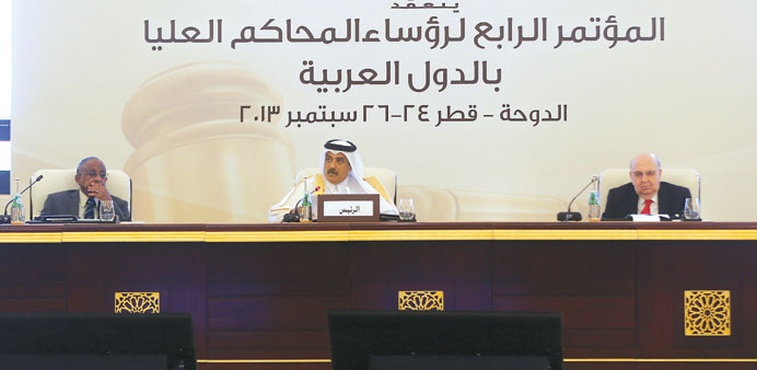 Judge al-Amiri addressing the conference yesterday.