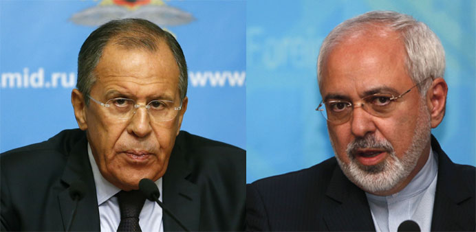 Russia's Foreign Minister Sergei Lavrov and Iranian Foreign Minister Mohammad Javad Zarif 