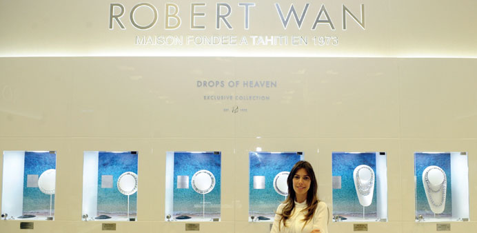 Audrey Tcherkoff in front of the Robert Wan stand yesterday. PICTURE: Shemeer Rasheed