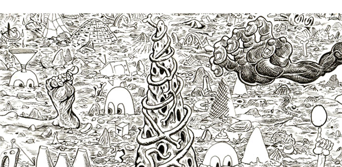 Cave Scape #3, 2010. Ink on paper.