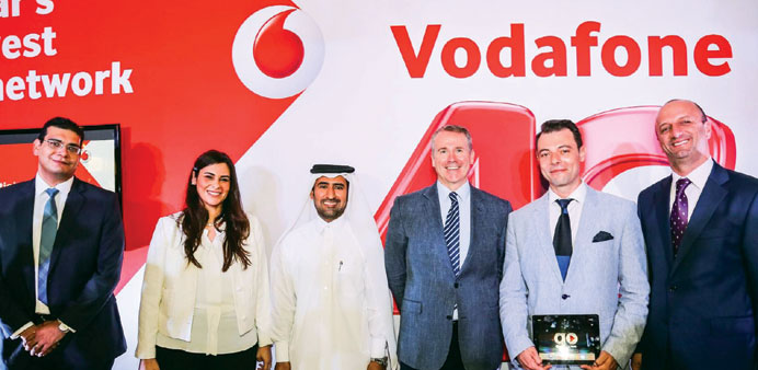 Officials of Vodafone Qatar and its partners at the launch of 4G.
