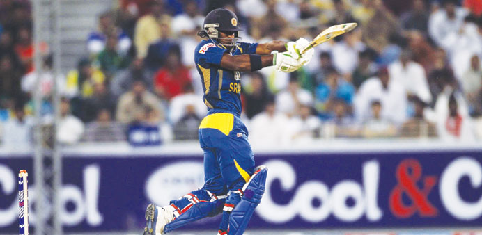 Sri Lankau2019s Kusal Perera plays a shot during their second Twenty20 international match against Pakistan in Dubai yesterday.