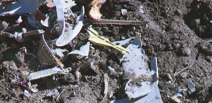 Debris of the Germanwings Airbus A320 on the crash site.