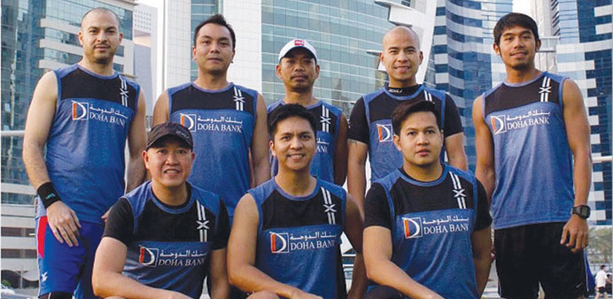 Team Doha Bank at Dubai Marathon 2015.