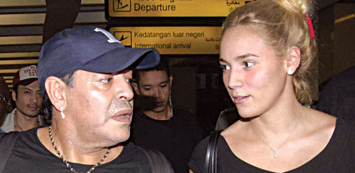A file photo of Diego Maradona with his ex-girlfriend Rocio Oliva.