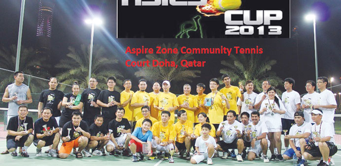 Yellow team celebrate after winning the championship.