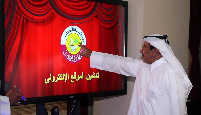 HE the Minister of Transport Jassim Seif Ahmed al-Sulaiti officially launching the new website of the ministry.