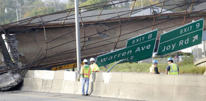 A footbridge that crosses over the Southfield Freeway in Detroit after its collapse last year.