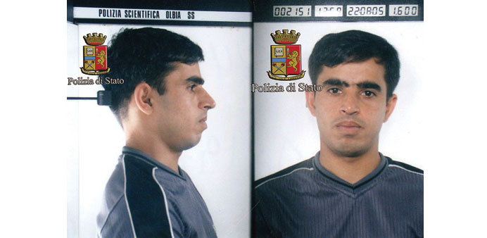 A handout photo released by the Italian Police shows Siyar Khan of Pakistan who is detained in Rome, police said yesterday. 