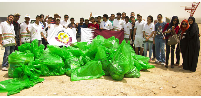 Volunteers who took part in the beach clean-up.