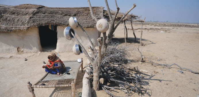 In this photograph taken on February 17, 2014 a Pakistani villager sits in her home at the proposed site of the solar energy park at Badaiwani Wala vi