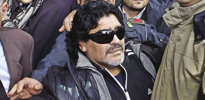 Diego Maradona is in Madrid to watch Napoli take on Real Madrid.