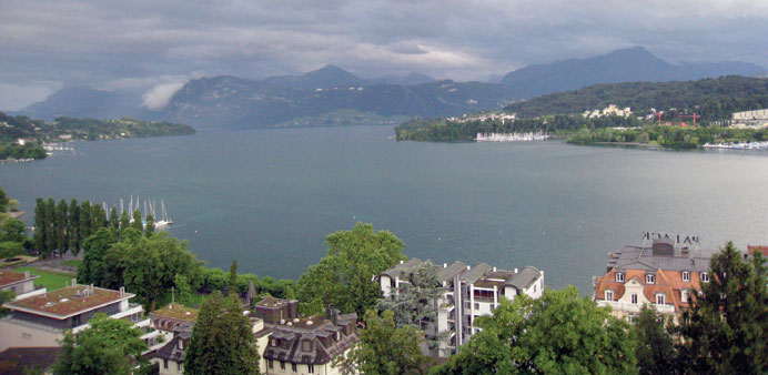 The Hotel Montana has an expansive view of the lake in Lucerne. 