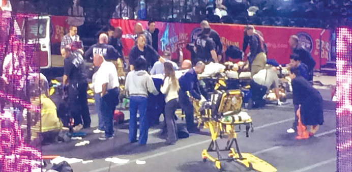 A scaffolding collapsed during a circus performance injuring several performers.