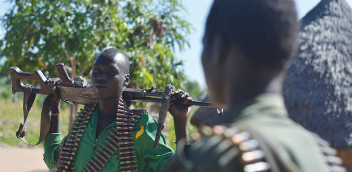 Rebel soldiers in Nyal, Unity State, South Sudan.