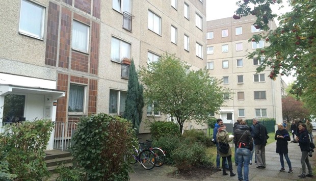 A view of a residential building in Leipzig, Germany, where German police had captured a man suspected of planning a bomb attack.
