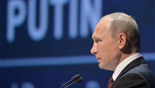 Vladimir Putin speaks at the 23rd World Energy Congress in Istanbul on Monday.