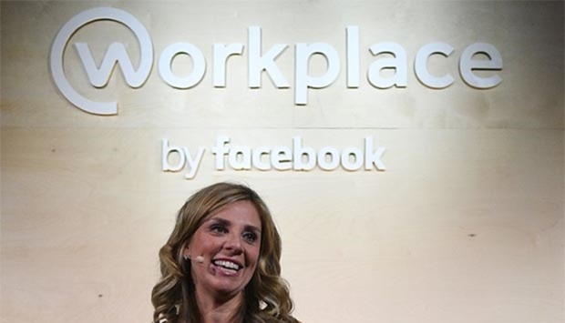 Nicola Mendelsohn, Vice President of EMEA at Facebook, speaks during a press conference to announce the launch of Workplace, in central London on Monday.