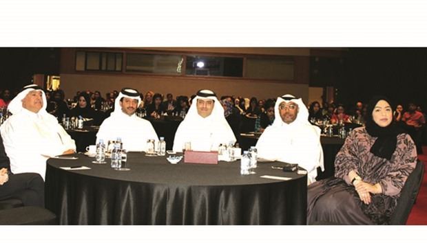 Sheikh Dr Mohamed bin Hamad al-Thani and other officials at the workshop.