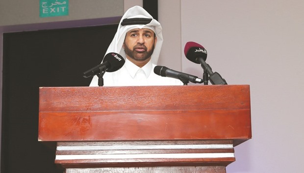 Dr Khalid bin Ibrahim al-Sulaiti addressing the event yesterday.