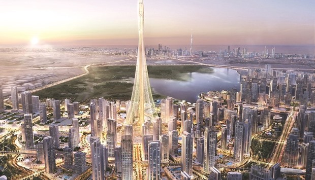 An artistu2019s impression of The Tower at Dubai Creek Harbour that would be the worldu2019s tallest tower.