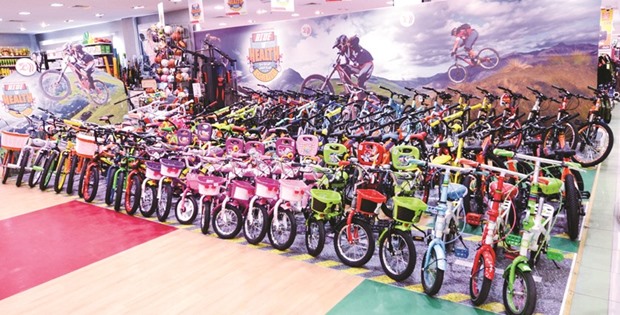 A range of bicycles on display at a LuLu Hypermarket in Qatar.