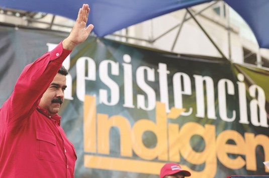 Venezuela President Nicolas Maduro addresses a rally in Caracas, Venezuela.
