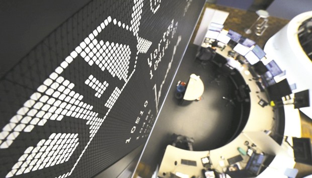 The German share prize index (DAX) board is seen at the trading room of the Frankfurt Stock Exchange. Frankfurt was 1.6% up at 10,580.38 points, at close.