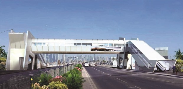 An architectu2019s impression of a pedestrian flyover on Doha Corniche.