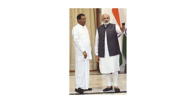 Sri Lankan President Maithripala Sirisena and Prime Minister Narendra Modi ahead of a meeting in New Delhi in May.