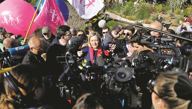 De La Rochere attends a news conference before the march in Paris.