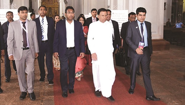 PRESIDENT IN GOA: Sri Lankan President Maithripala Sirisena visits Bom Jesus church and Se Cathedral in Goa, India yesterday.