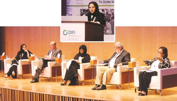 The panellists at the inaugural plenary session.  (Top) Noor al-Malki al-Jehani. PICTURES: Shemeer Rasheed
