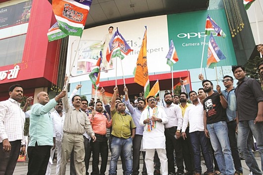 Maharashtra Navnirman Sena (MNS) activists stage a demonstration against Ae Dil Hai Mushkil in Nagpur yesterday.