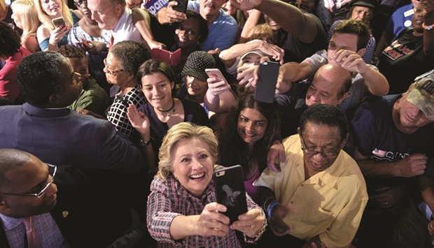 Hillary Clinton with supporters in Fort Pierce, Florida.