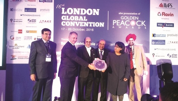 Seetharaman receives the award during a recently-held ceremony in London.