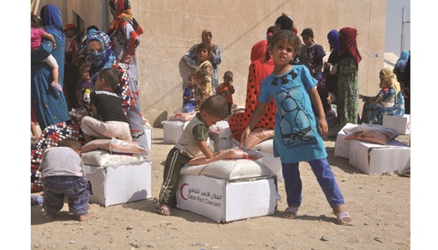Food items distributed by QRCS to displaced Iraqis at one of the camps.