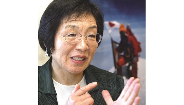 This file photo taken on May 16, 2003 shows Junko Tabei speaking during an interview with AFP in Tokyo.