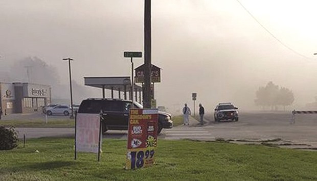 A fog believed by authorities to contain chemicals in Atchison, Kansas.