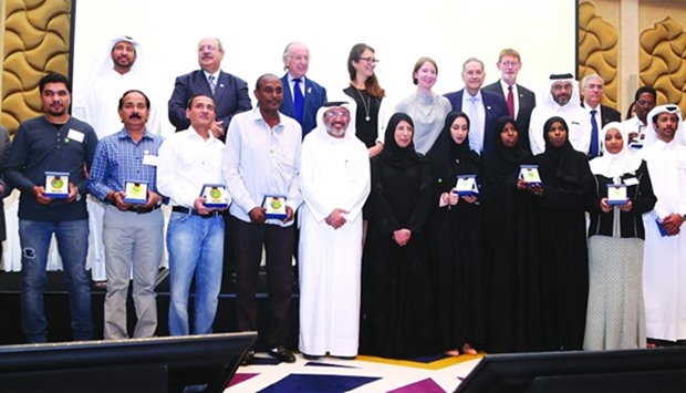 HE Dr Hanan Mohamed al-Kuwari,senior officials of HMC and other scientists along with the organ donors at the ceremony. PICTURE: Jayan Orma