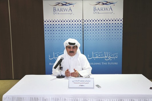 Al-Mohannadi announcing Barwa Real Estateu2019s third-quarter financial statement yesterday. PICTURE: Anas Khalid