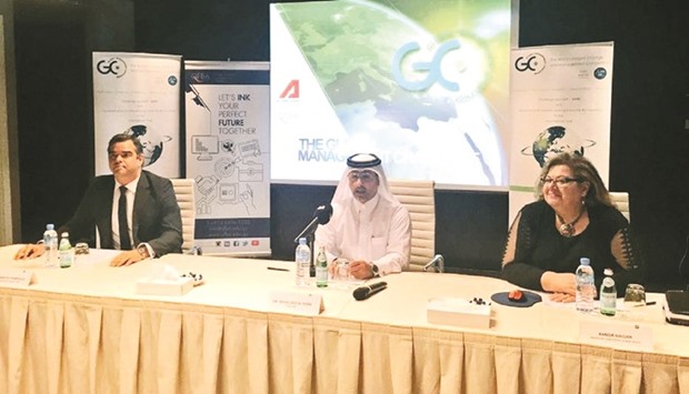 QFBA CEO Dr Abdulaziz al-Horr announces the staging of the international final of the u2018Global Management Challengeu2019 in Doha.