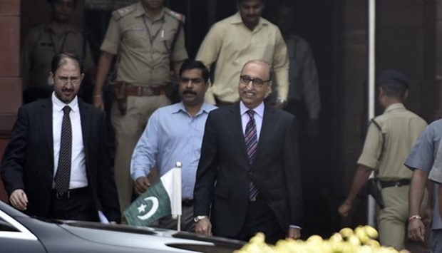 Pakistani high commissioner Abdul Basit leaves the ministry of external affairs, New Delhi, India. Picture courtesy: Hindustan Times