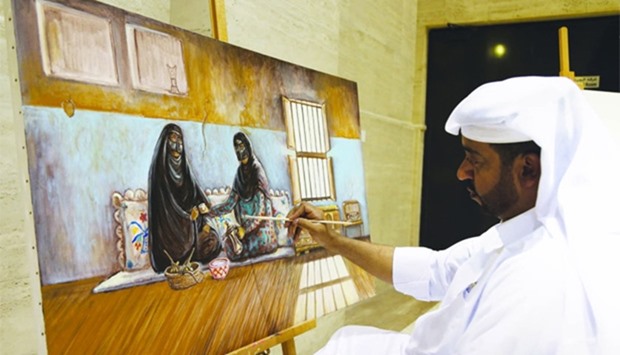 An artist participating in an activity at Katara