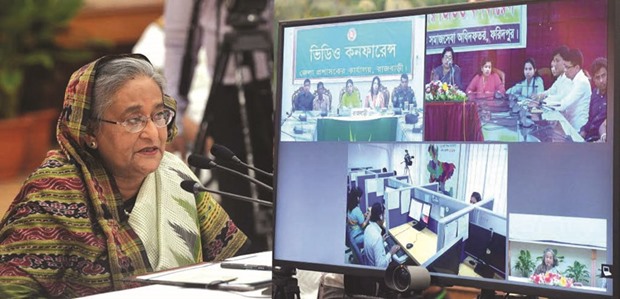 Sheikh Hasina formally launching the u2018Child Helpline u2014 1098u2019 yesterday from her Ganabhaban residence in Dhaka via videoconferencing.