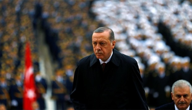 Turkey's President Tayyip Erdogan attends a Republic Day ceremony at Anitkabir